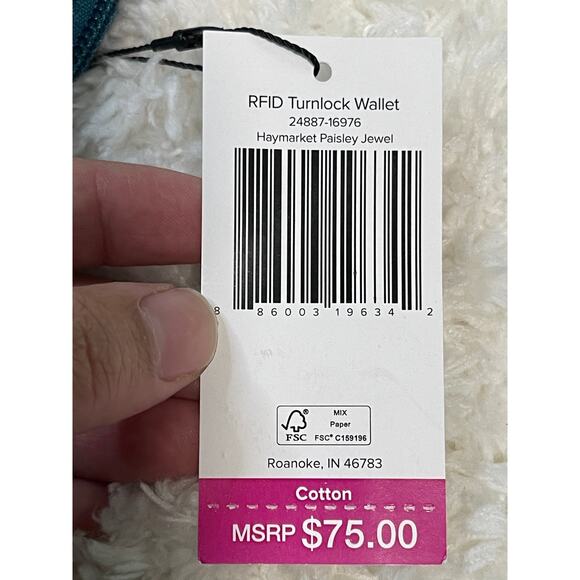 Vera Bradley Haymarket Paisley Jewel Outlet RFID Turnlock Wallet NEW - Picture 7 of 8